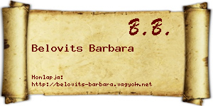 Belovits Barbara névjegykártya